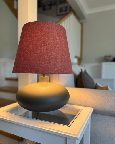 Lampa stołowa SAWA CLASSIC ceglasty melanż, grafitowa podstawa, Kaspa