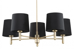 Żyrandol złoty z abażurami czarnymi Ponte Plus duży