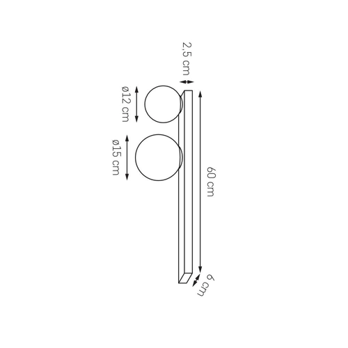 Kinkiet dwupunktowy GIGI mosiądz, 60 cm, z włącznikiem, Kaspa