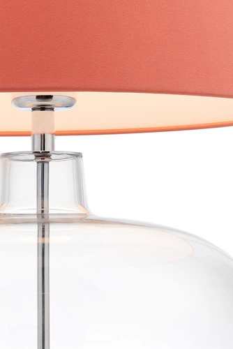 Lampa stołowa SAWA koralowa, transparentna podstawa, Kaspa