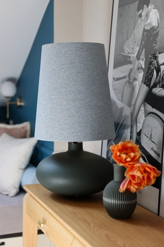 Lampa stołowa SAWA CLASSIC XL błękitny melanż, grafitowa podstawa, Kaspa