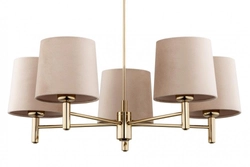 Żyrandol złoty z abażurami beżowymi Ponte Plus duży