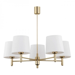 Żyrandol złoty z abażurami białymi Ponte Plus duży