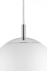 Lampa wisząca ALUR M chrom, biały klosz, 30 cm, Kaspa