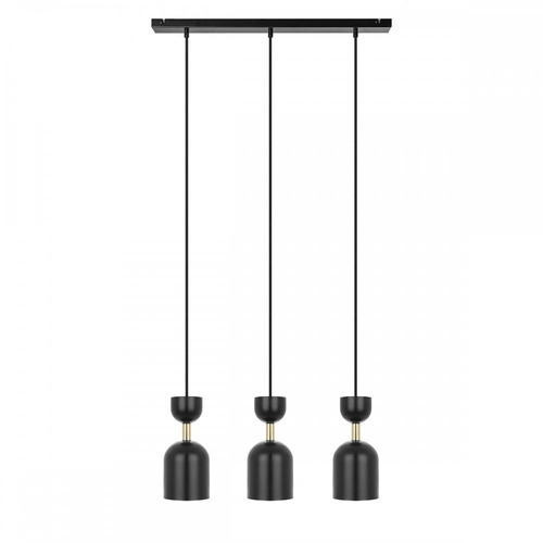 SUPURU 3L czarna potrójna lampa sufitowa z mosiądzem