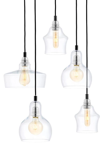 Lampa wisząca pięciopunktowa LONGIS CHROM 5 na plafonie, Kaspa