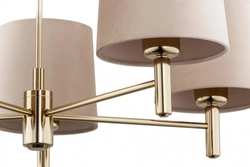 Żyrandol złoty z abażurami beżowymi Ponte Plus duży