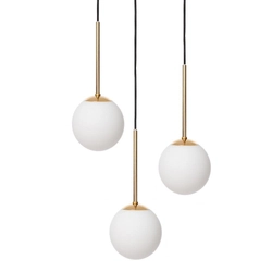 Lampa wisząca trzypunktowa LAMIA 3 złoto, czarny przewód, Kaspa