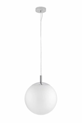 Lampa wisząca ALUR M chrom, biały klosz, 30 cm, Kaspa