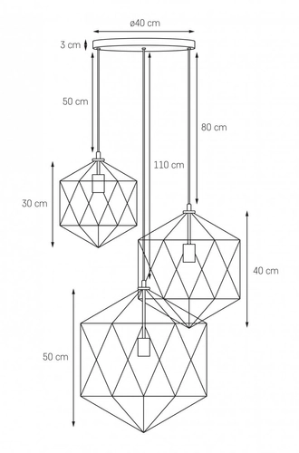 Lampa wisząca potrójna WIRE 3 biała, Kaspa