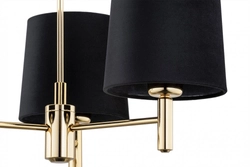 Żyrandol złoty z abażurami czarnymi Ponte Plus mały