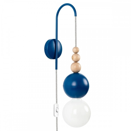 Lampa ścienna Loft Bala ciemnoniebieski strukturalny kinkiet z wtyczką i włącznikiem KOLOROWE KABLE