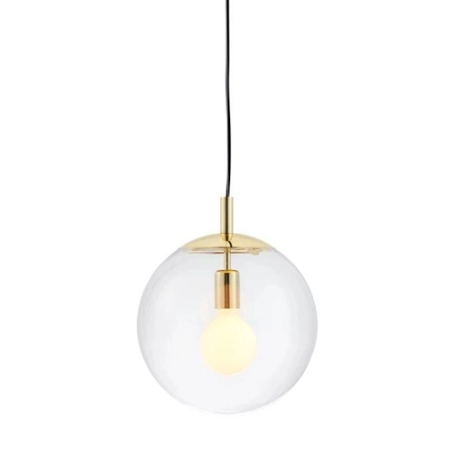 Lampa wisząca ALUR M złota, transparentny klosz, 30 cm, Kaspa