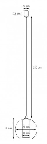 Lampa wisząca MERIDA M szara, 30 cm, Kaspa