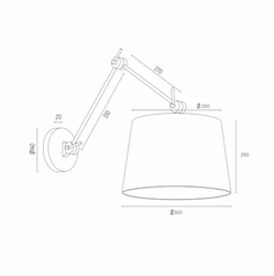 Lampa ścienna na wysięgniku złota Zakyntos Plus