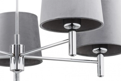 Żyrandol z abażurami szarymi Bolzano Plus 5 chrom