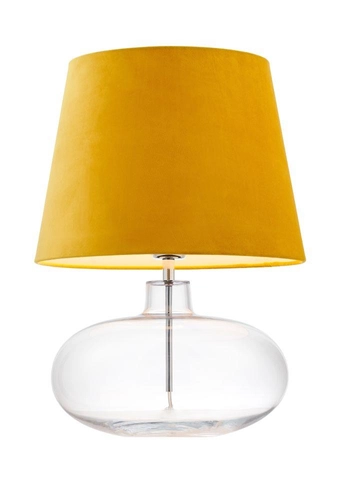 Lampa stołowa SAWA VELVET żółta, transparentna podstawa, Kaspa