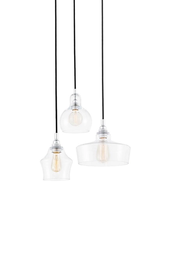 Lampa wisząca trzypunktowa LONGIS CHROM 3 na plafonie, Kaspa