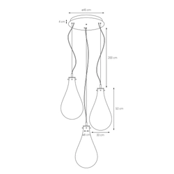 Lampa wisząca trzypunktowa STILLA 3 czarne wykończenie, Kaspa
