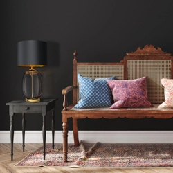 Lampa stołowa SALVADOR czarna, złote wykończenie, Kaspa