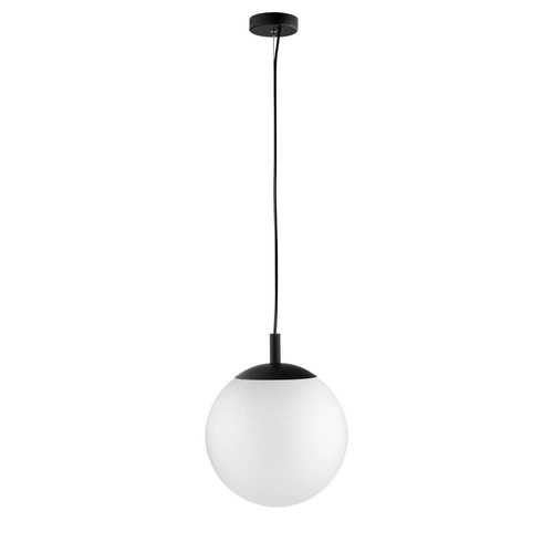 Lampa wisząca ALUR S czarna, biały klosz, 25 cm, Kaspa