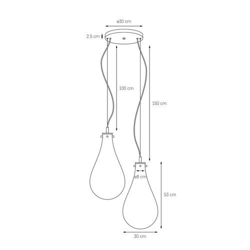 Lampa wisząca dwupunktowa STILLA 2, złote wykończenie, Kaspa