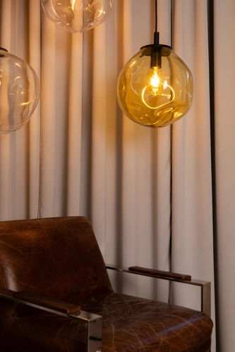 Lampa wisząca AVIA BLACK M bursztynowa, 30 cm, Kaspa