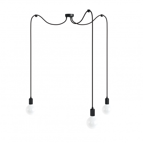 Czarna lampa pająk Loft multi metal line X3 lampa wisząca KOLOROWE KABLE