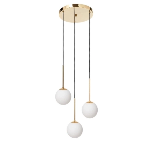 Lampa wisząca trzypunktowa LAMIA 3 złoto, czarny przewód, Kaspa