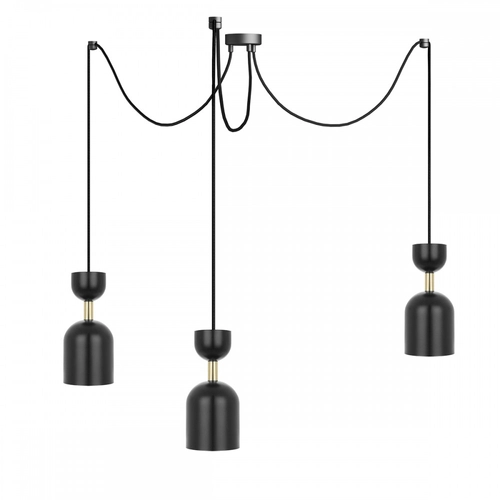 SUPURU 3 czarna potrójna lampa sufitowa z mosiądzem