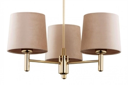 Żyrandol złoty z abażurami beżowymi Ponte Plus mały