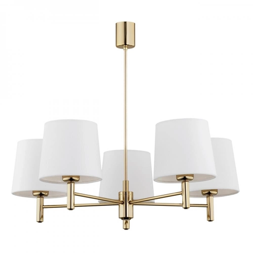 Żyrandol złoty z abażurami białymi Ponte Plus duży