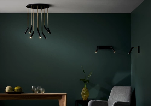 Lampa sufitowa wieloramienna LARS 8 czarna, na plafonie, Kaspa