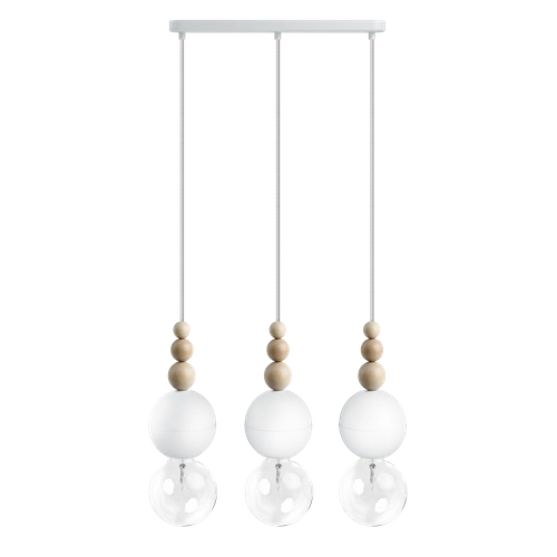Loft Bala 3L biała strukturalna lampa wisząca KOLOROWE KABLE