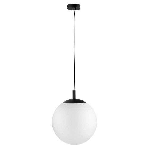 Lampa wisząca ALUR L czarna, biały klosz, 40 cm, Kaspa