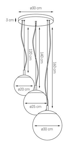 Lampa wisząca trzypunktowa ALUR 2 złota, białe klosze, Kaspa