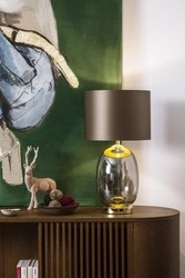 Lampa stołowa SALVADOR brązowa, złote wykończenie, Kaspa