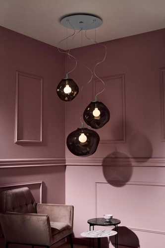 Lampa wisząca trzypunktowa AVIA 3 przydymiona, chrom, Kaspa