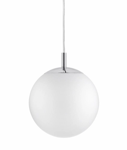 Lampa wisząca ALUR M chrom, biały klosz, 30 cm, Kaspa