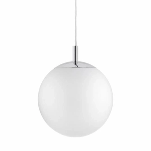 Lampa wisząca ALUR L chrom, biały klosz 40 cm, Kaspa