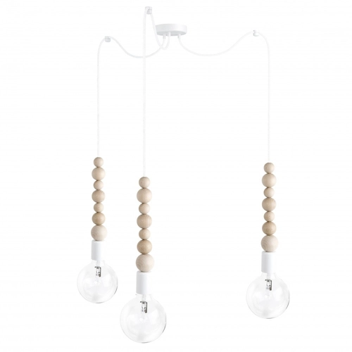 Lampa pająk Loft Sfarer 3 biała lampa wisząca KOLOROWE KABLE