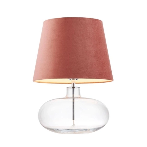 Lampa stołowa SAWA VELVET różowa, transparentna podstawa, Kaspa