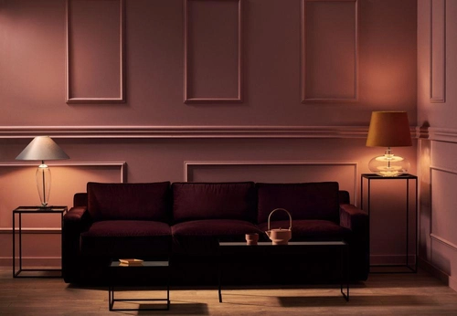 Lampa stołowa SAWA koralowa, transparentna podstawa, Kaspa