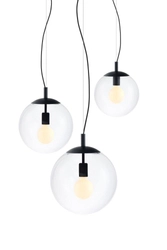 Lampa wisząca czarna ALUR 3 KASPA przezroczyste, Kaspa