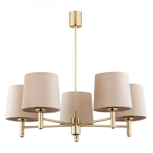 Żyrandol złoty z abażurami beżowymi Ponte Plus duży
