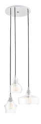 Lampa wisząca trzypunktowa LONGIS CHROM 3 na plafonie, Kaspa