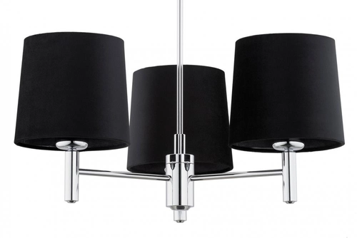Żyrandol z abażurami czarnymi Bolzano Plus 3 chrom