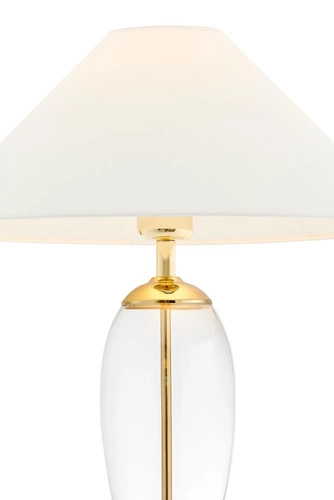 Lampa stołowa REA GOLD biała, z transparentną podstawą, Kaspa