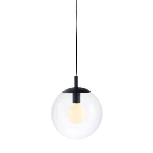 Lampa wisząca ALUR S czarna, transparentny klosz, 25 cm, Kaspa