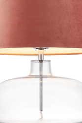 Lampa stołowa SAWA VELVET różowa, transparentna podstawa, Kaspa